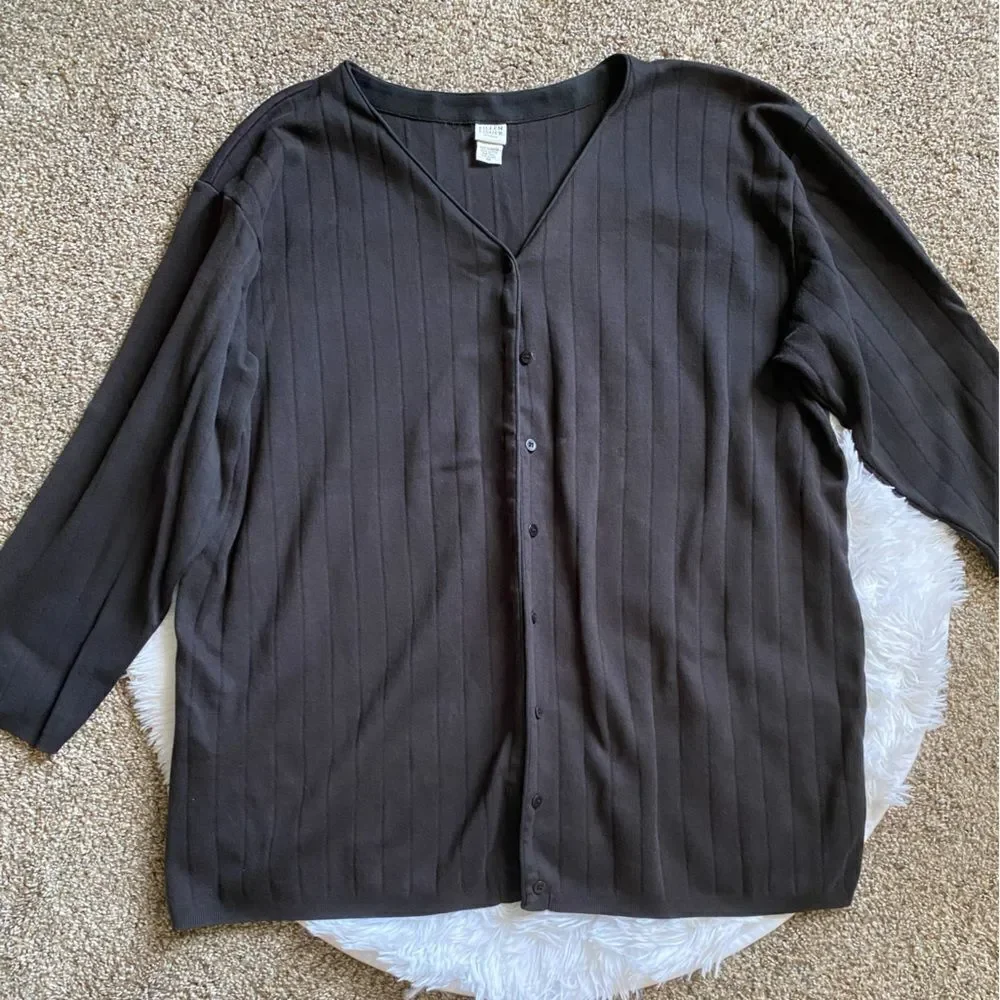 Eileen Fisher Cardigan Sweater Button Front Black Womens‎ Size 3X